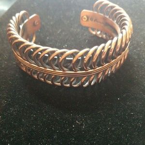 Vintage Signed RENOIR Solid Copper Cuff DOUBLE COI